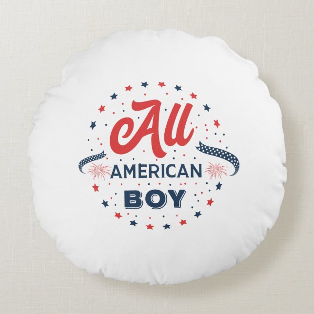 All American Boy Badge Round Pillow (Front)
