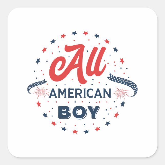 All American Boy Badge Square Sticker (Front)