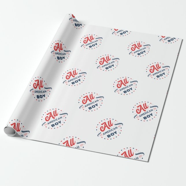 All American Boy Badge Wrapping Paper (Unrolled)