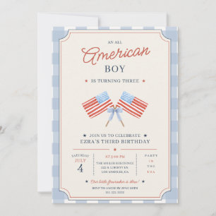 All American Boy Birthday Patriotic Party Invitation