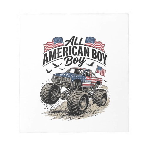 All American Boy Patriotic Monster Truck T-Shirt_1 Notepad