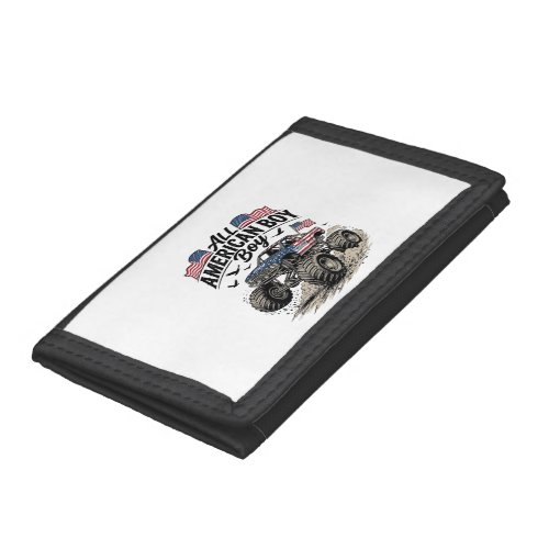 All American Boy Patriotic Monster Truck T-Shirt_1 Trifold Wallet