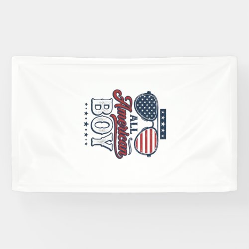 All American Boy Patriotic Sunglasses Shirt Design Banner
