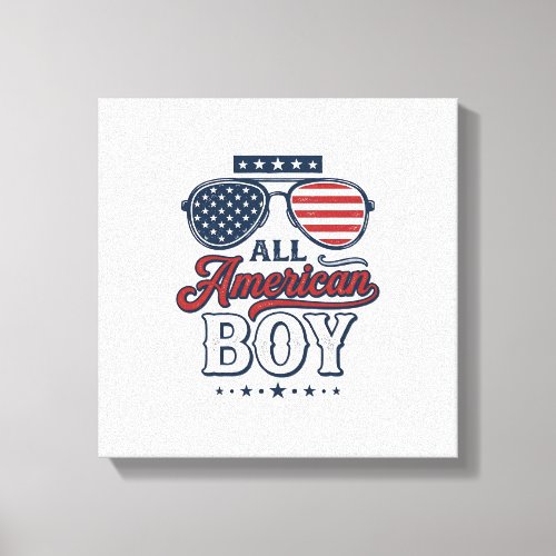 All American Boy Patriotic Sunglasses Shirt Design Canvas Print