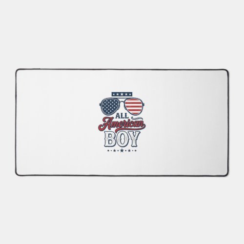 All American Boy Patriotic Sunglasses Shirt Design Desk Mat