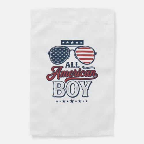All American Boy Patriotic Sunglasses Shirt Design Garden Flag