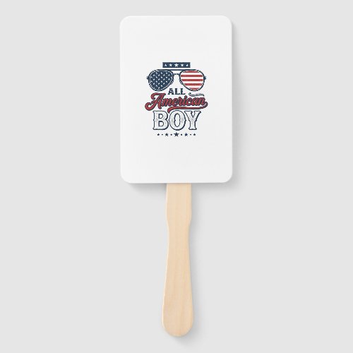 All American Boy Patriotic Sunglasses Shirt Design Hand Fan