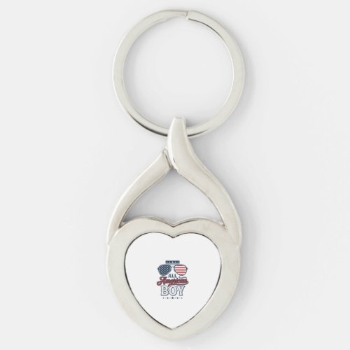 All American Boy Patriotic Sunglasses Shirt Design Keychain