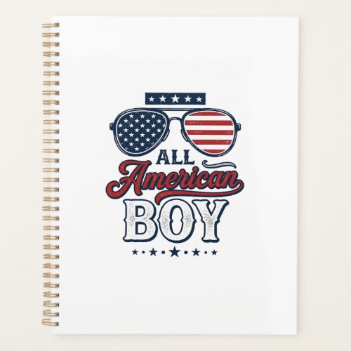All American Boy Patriotic Sunglasses Shirt Design Planner