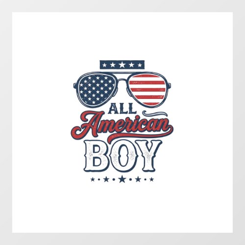 All American Boy Patriotic Sunglasses Shirt Design Window Cling