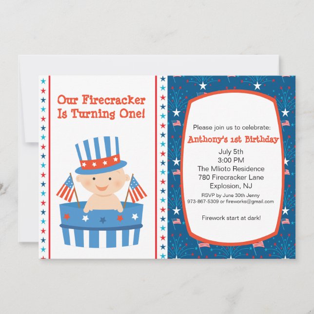 All American Boys First Birthday Invitation (Front)