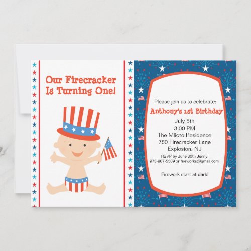 All American Boys First Birthday Invitation