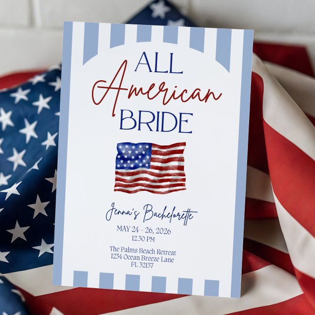 All American Bride Bachelorette Invitation (Creator Uploaded)