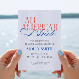 All American Bride Bachelorette Weekend Itinerary  Invitation