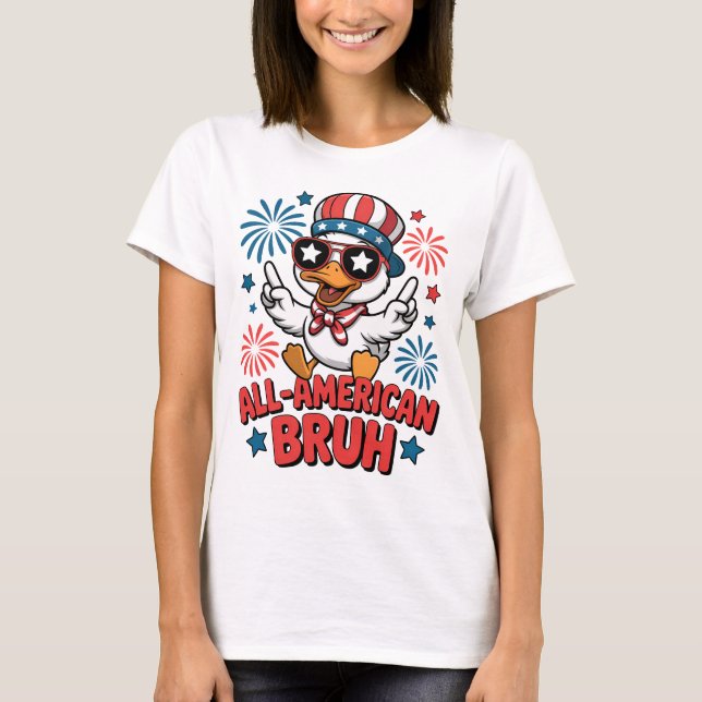 All American Bruh Patriotic Duck 4th of July T-Shirt (Front)