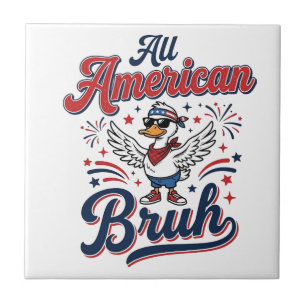 All American Bruh Patriotic Duck Vintage Shirt_1 Ceramic Tile
