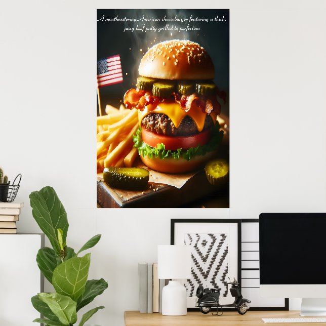 All-American Burger Bliss 24x36 Poster (Home Office)