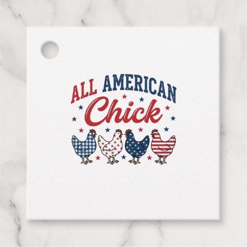 All American Chick Patriotic Chicken Shirt Design_ Favor Tags
