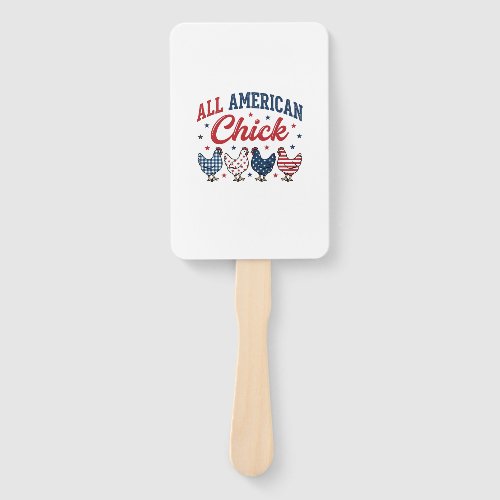 All American Chick Patriotic Chicken Shirt Design_ Hand Fan