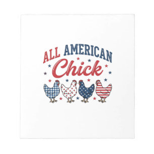 All American Chick Patriotic Chicken Shirt Design_ Notepad