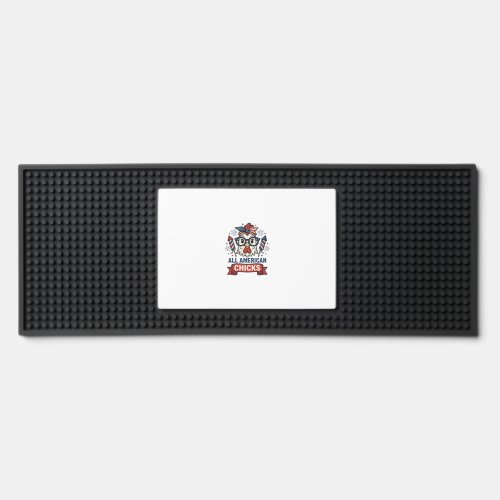 All American Chicks Patriotic Chicken Vector Desig Bar Mat