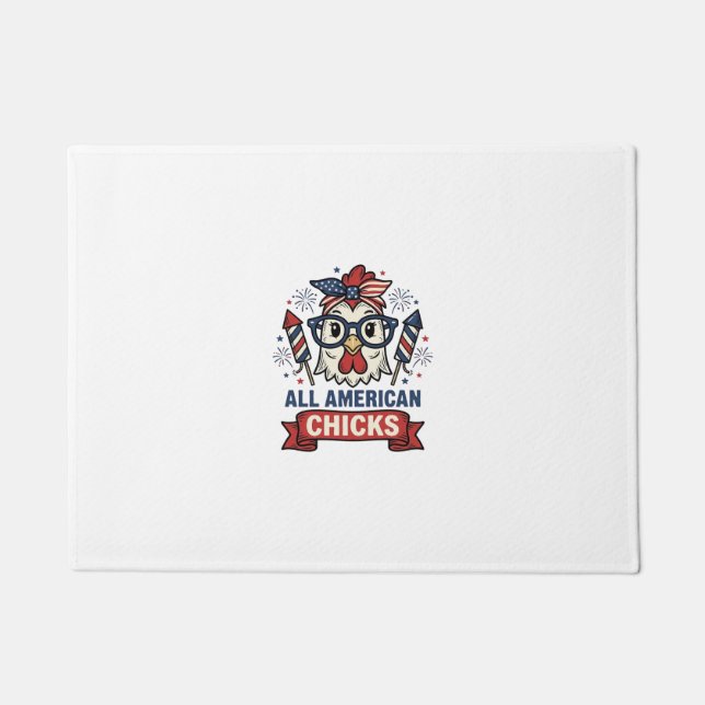 All American Chicks Patriotic Chicken Vector Desig Doormat (Front)