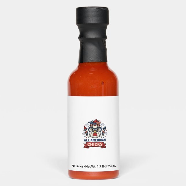 All American Chicks Patriotic Chicken Vector Desig Hot Sauces (Front)