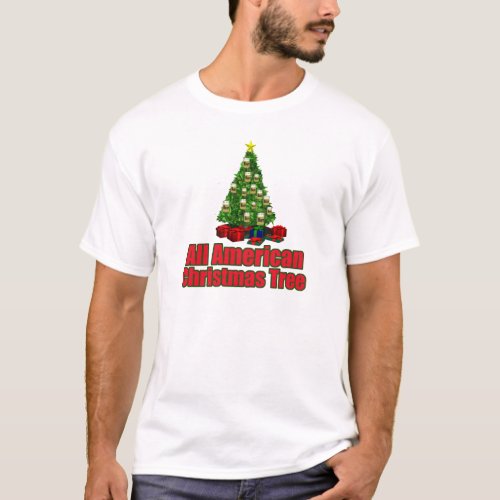 All American christmas tree with beer T_Shirt