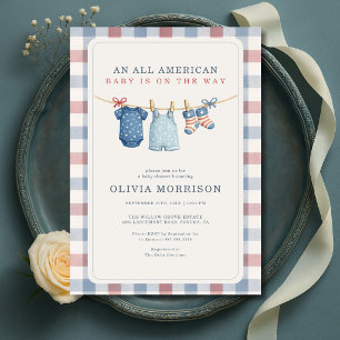 All American Clothesline Americana Baby Shower Invitation