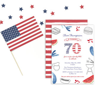 All-american Cookout Grill 70th Birthday Party Invitation by DulceGrace at Zazzle