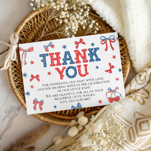 All American Coquette Bow Shower Thank You Enclosure Card