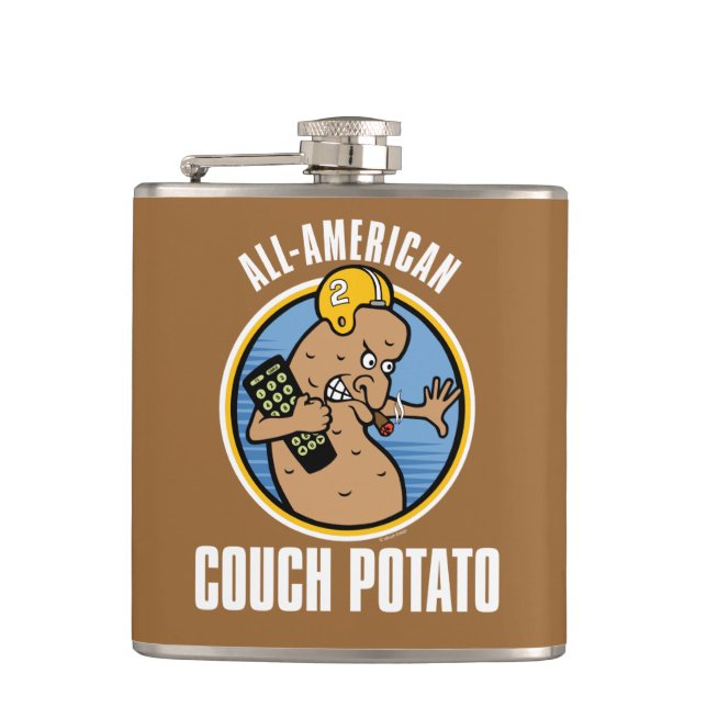 All-American Couch Potato Hip Flask (Front)