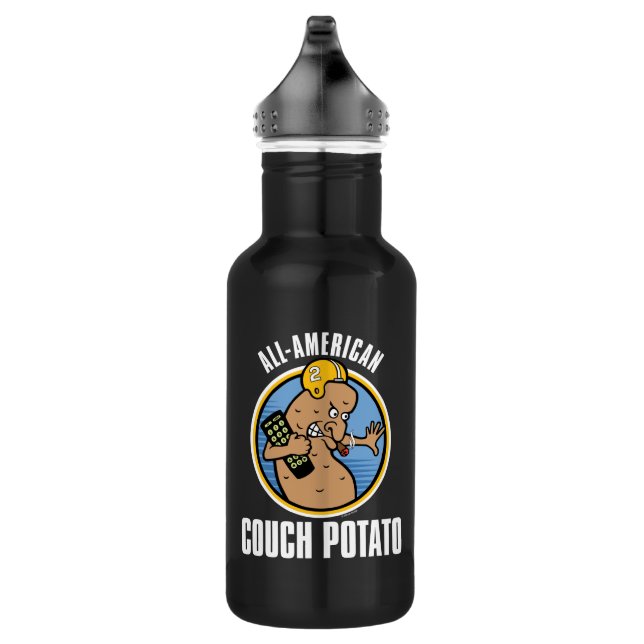 All-American Couch Potato Stainless Steel Water Bottle (Right)