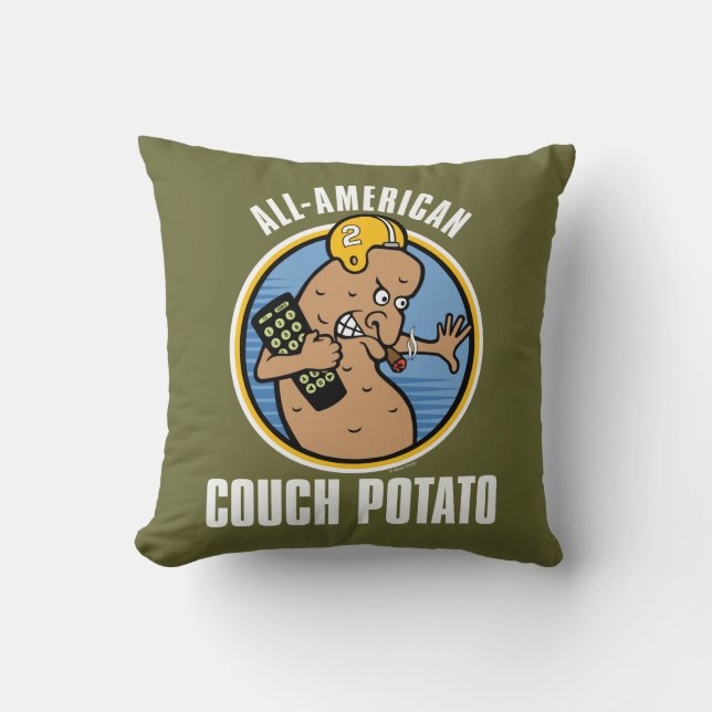 All-American Couch Potato Throw Pillow (Front)