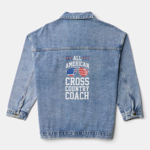 All American Cross Country Coach Patriotic XC 4th  Denim Jacket