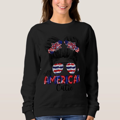 All American Cutie Messy Bun Kids Girls Tie Dye 4t Sweatshirt