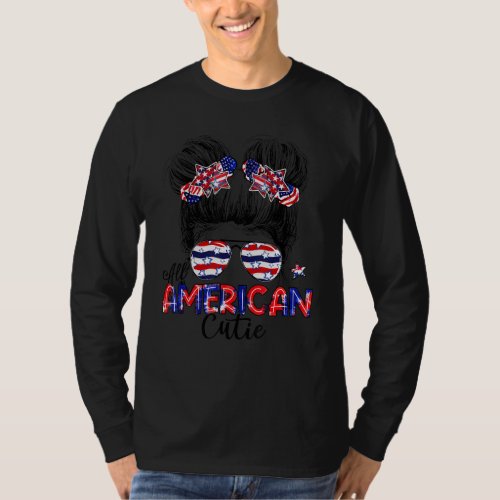 All American Cutie Messy Bun Kids Girls Tie Dye 4t T_Shirt