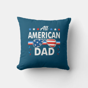 All American Dad 4th of July Family Matching Throw Pillow