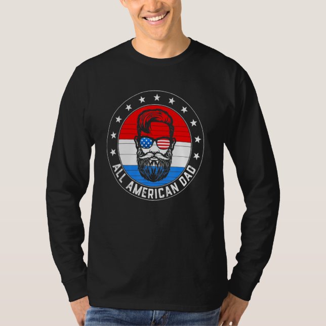 All American Dad Happy Father's Day 4th Of July Us T-Shirt (Front)