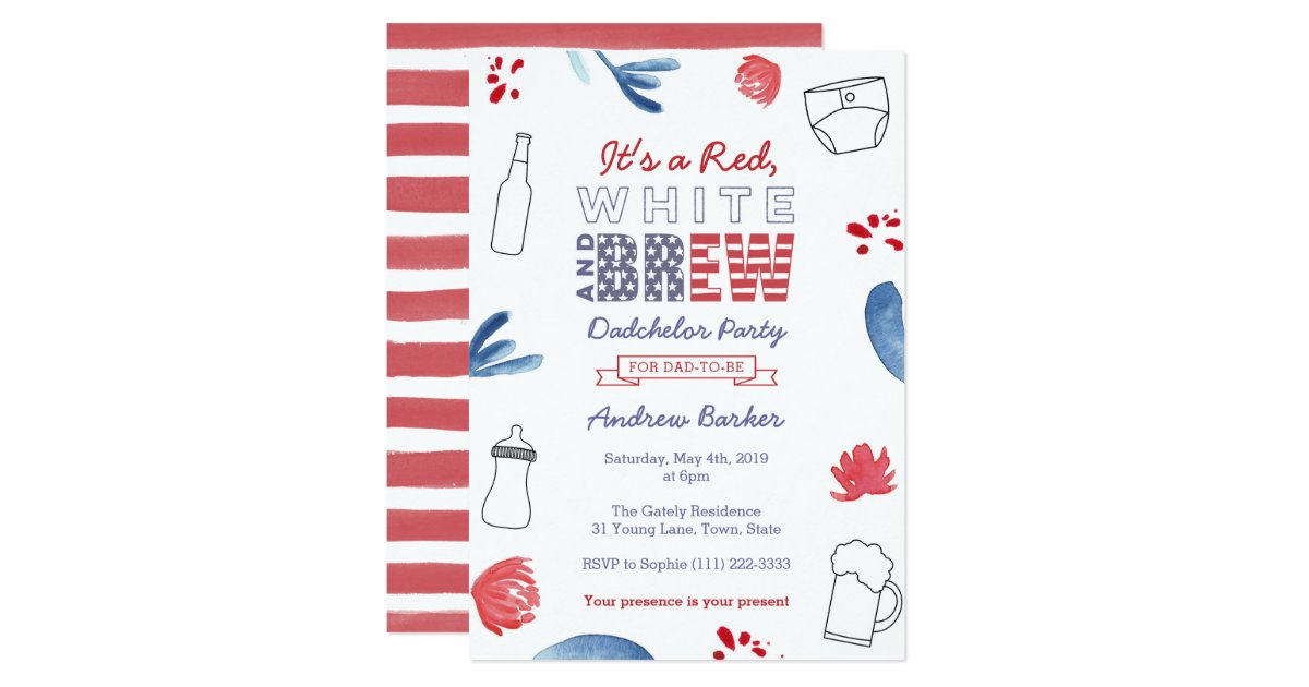 All American Dadchelor Party Or Daddy Baby Shower Invitation Zazzle Com