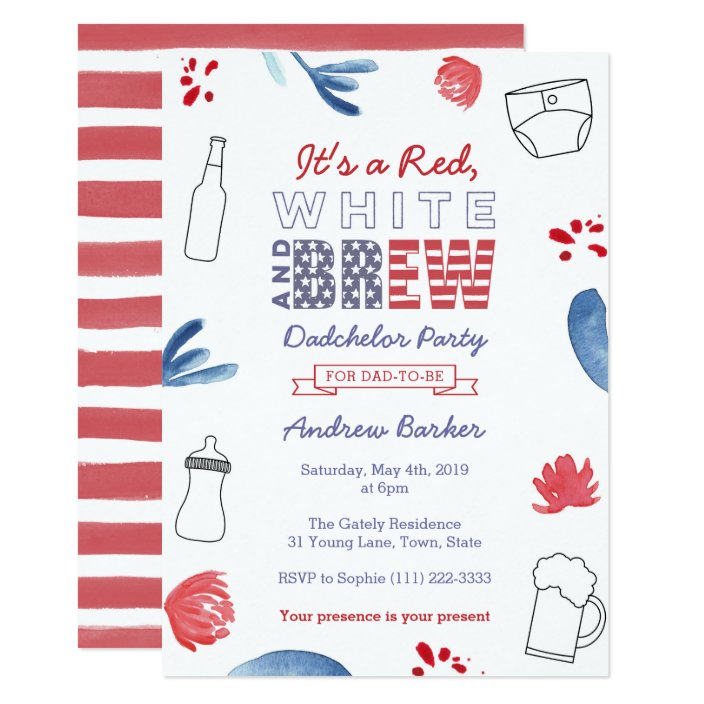 All American Dadchelor Party Or Daddy Baby Shower Invitation