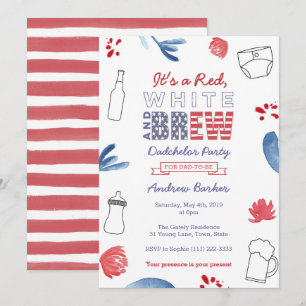 All-American Dadchelor Party or Daddy Baby Shower Invitation
