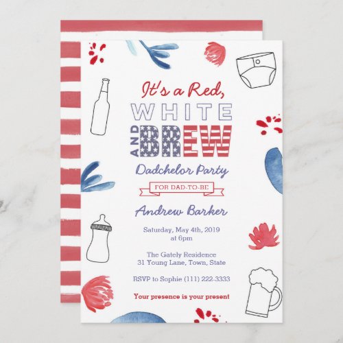 All_American Dadchelor Party or Daddy Baby Shower Invitation
