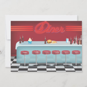 All American Diner Restaurant Invitation
