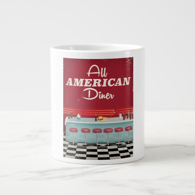 All American Diner Retro Poster Giant Coffee Mug (Front)