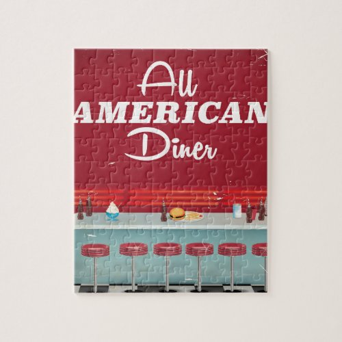 All American Diner Retro Poster Jigsaw Puzzle