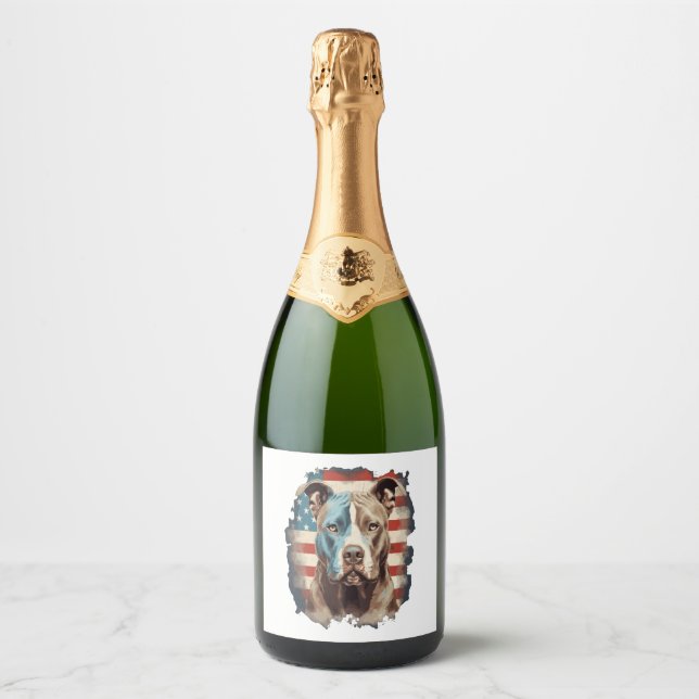 ALL AMERICAN DOG-lovers pit bull 1 Sparkling Wine Label (Front)