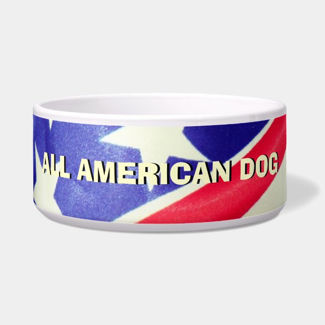 All American Dog USA Flag Large Pet Bowl (Front)