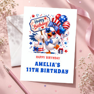 All American Duck 11th Birthday Party Card