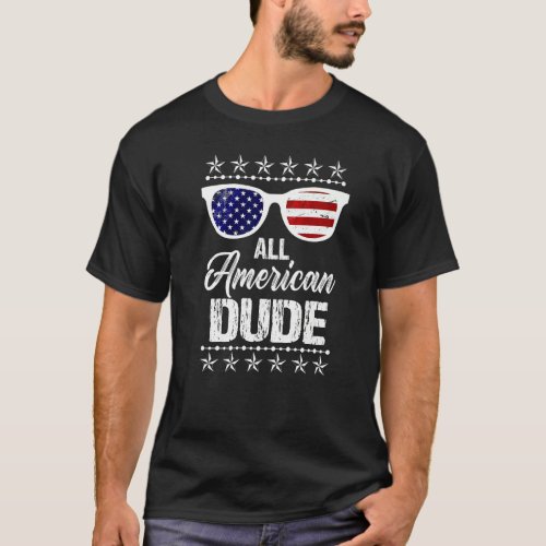 All American Dude Outfit 4th Of July Boys Kids Sun T_Shirt